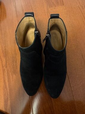 Madewell Black Suede Pointed Ankle Booties with Side Zip